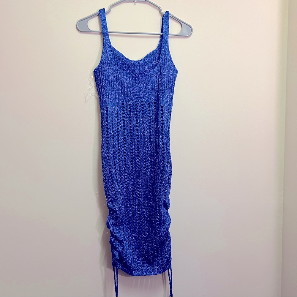 Blue Crochet Swimsuit Coverup